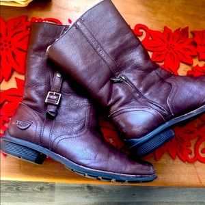 Brown leather clad high UGG boots
